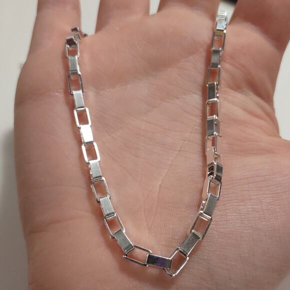 S925 Sterling Silver Necklace Box Square Chain Christmas Birthday Gift New!!